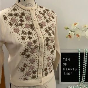 Vintage Snowflake Beaded Cardigan